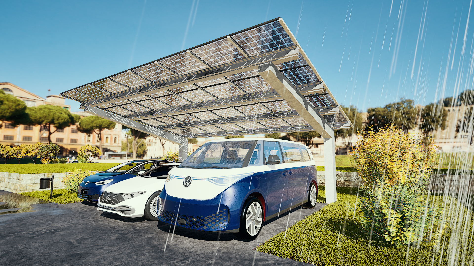 Solarcarport mit 2 Stellplätzen Ansicht rechts