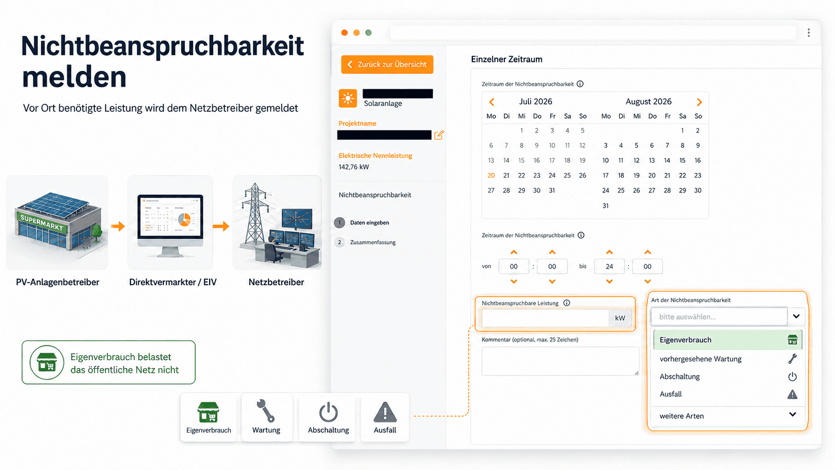 Interconnector Meldung Nichtbeanspruchbarkeit Screenshot geschwärzt