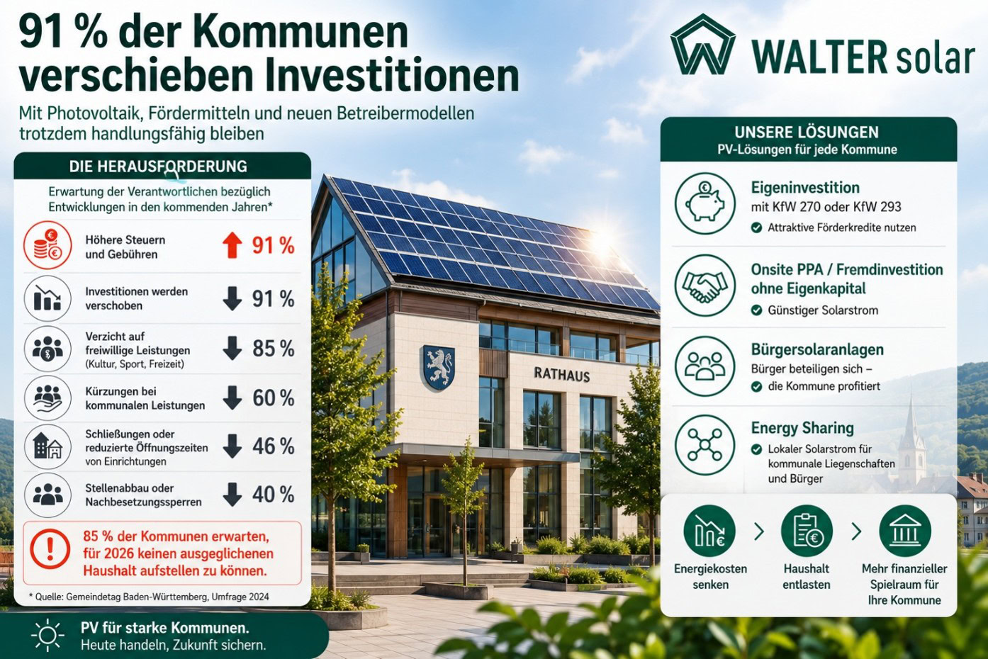 Übersicht Herausforderungen Entwicklung Einschätzung Kommune Investitionen und Lösungen Walter Solar