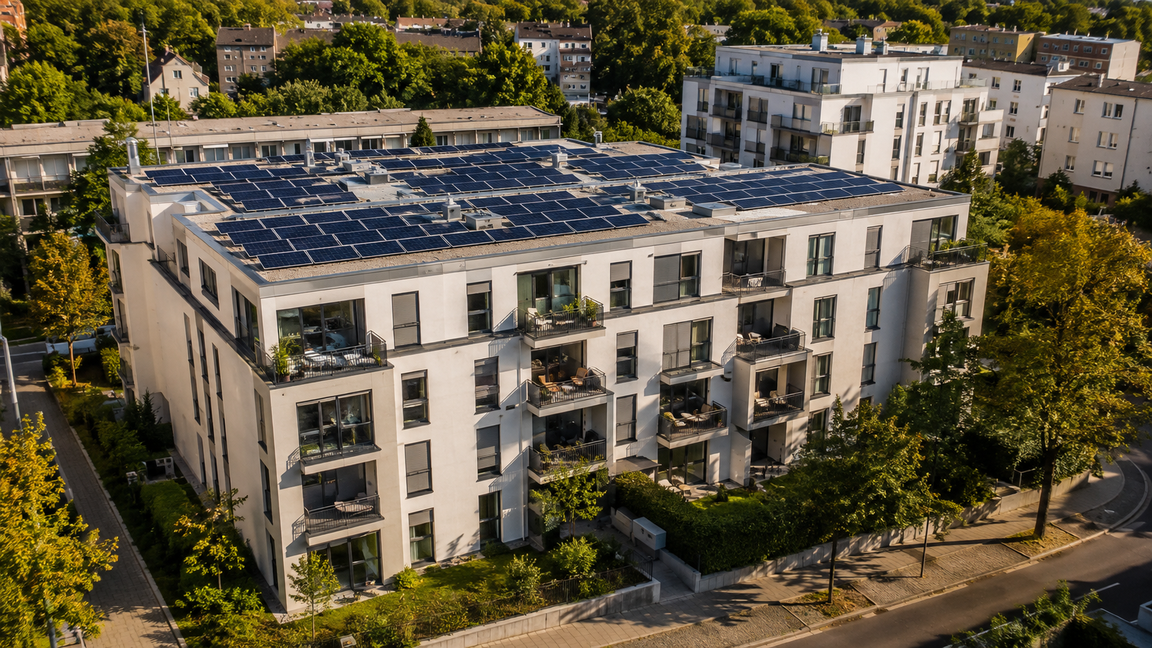 Mehrfamilienhaus Mieterstrom im Sommer Konzepte